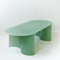 <a href=https://www.galeriegosserez.com/artistes/cober-lukas.html>Lukas Cober</a> - New Wave - Oval coffee table (Jade Green)